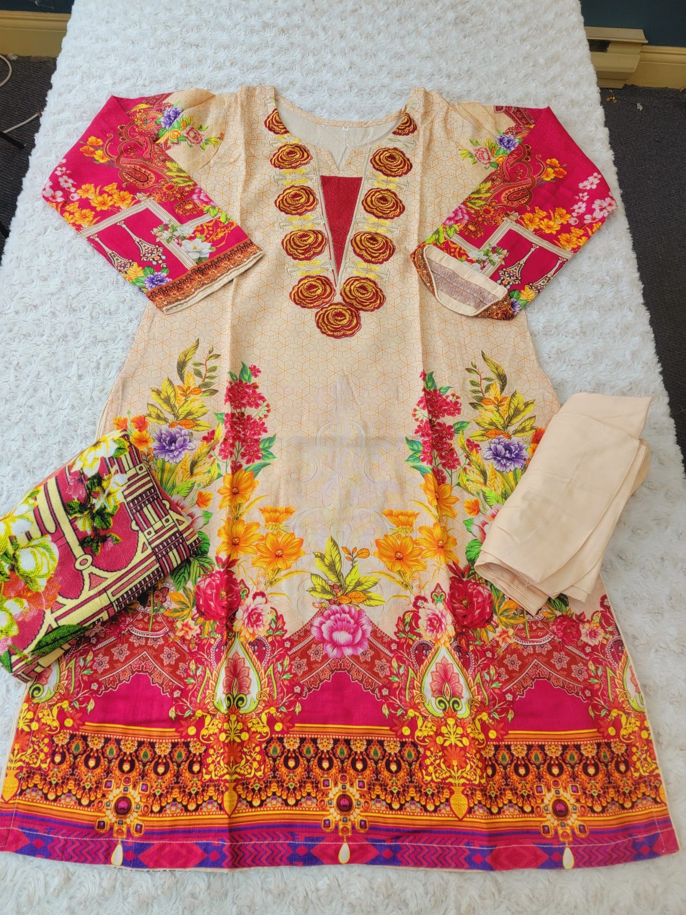 Pakistani linen Embroidered Salwar kameez Ready To Ship