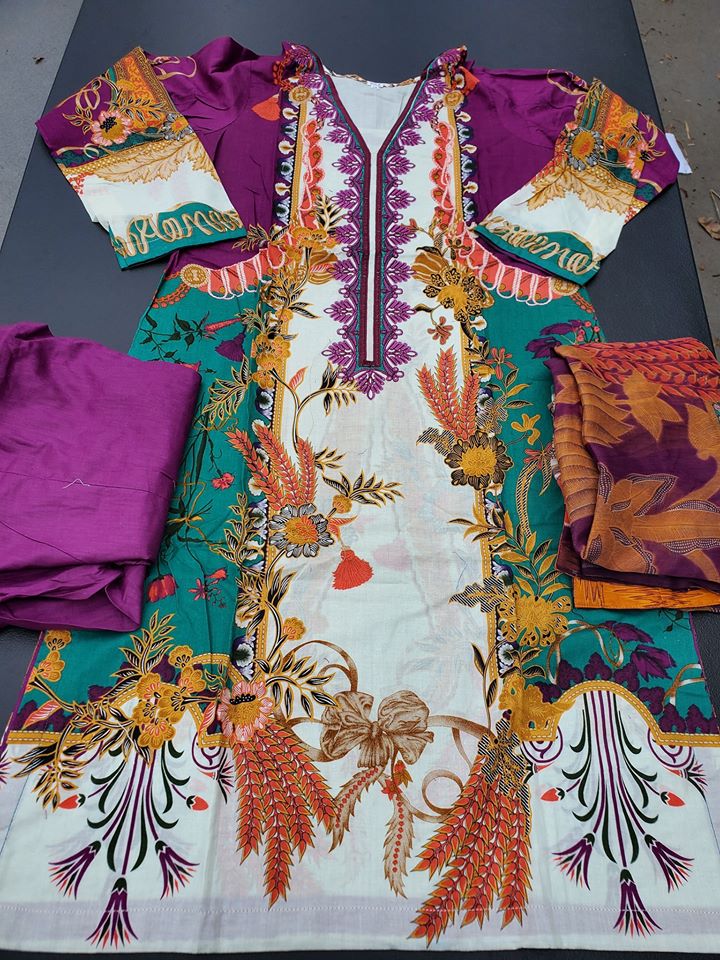 Pakistani Stitched Embroidery Lawn Suit Ready To Ship