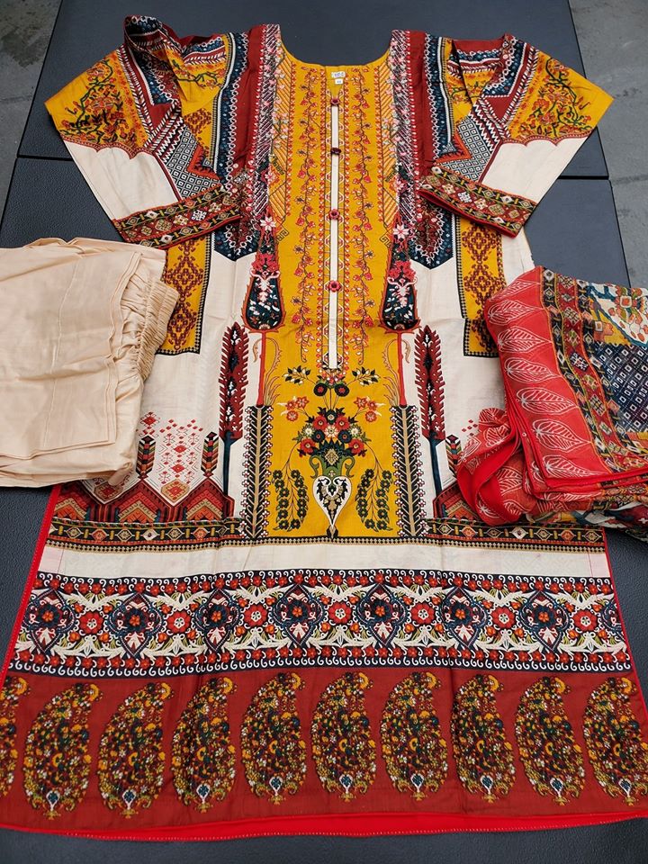 Pakistani Stitched Embroidery Lawn Suit Ready To Ship