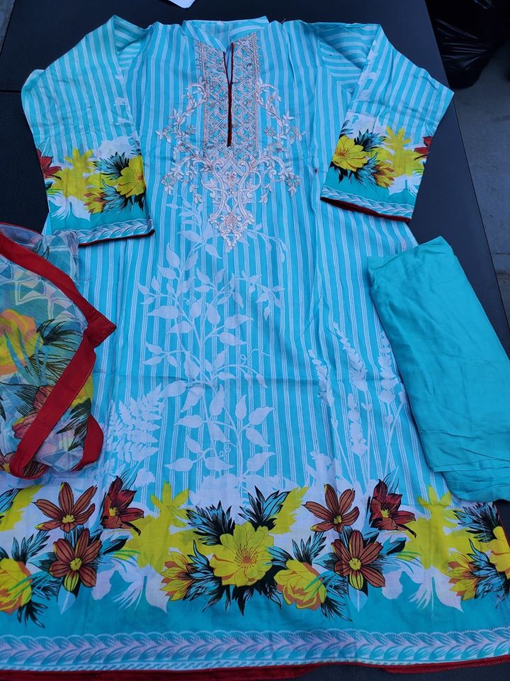 Pakistani Stitched Embroidery Lawn Suit Ready To Ship