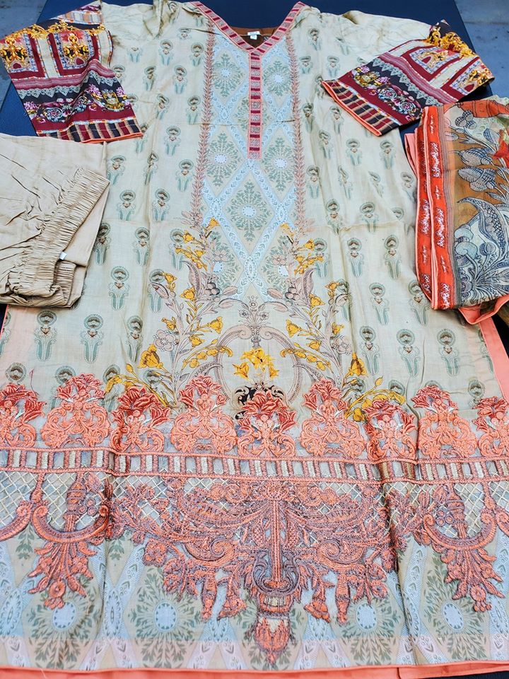 Pakistani Stitched Embroidery Lawn Suit Ready To Ship