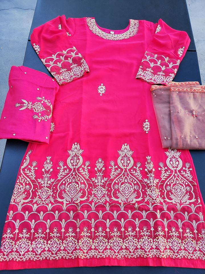 Indian Embroidered Party Suit Ready To Ship