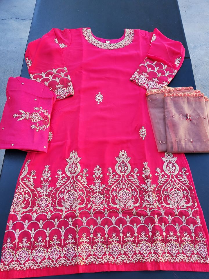 Indian Embroidered Party Suit Ready To Ship