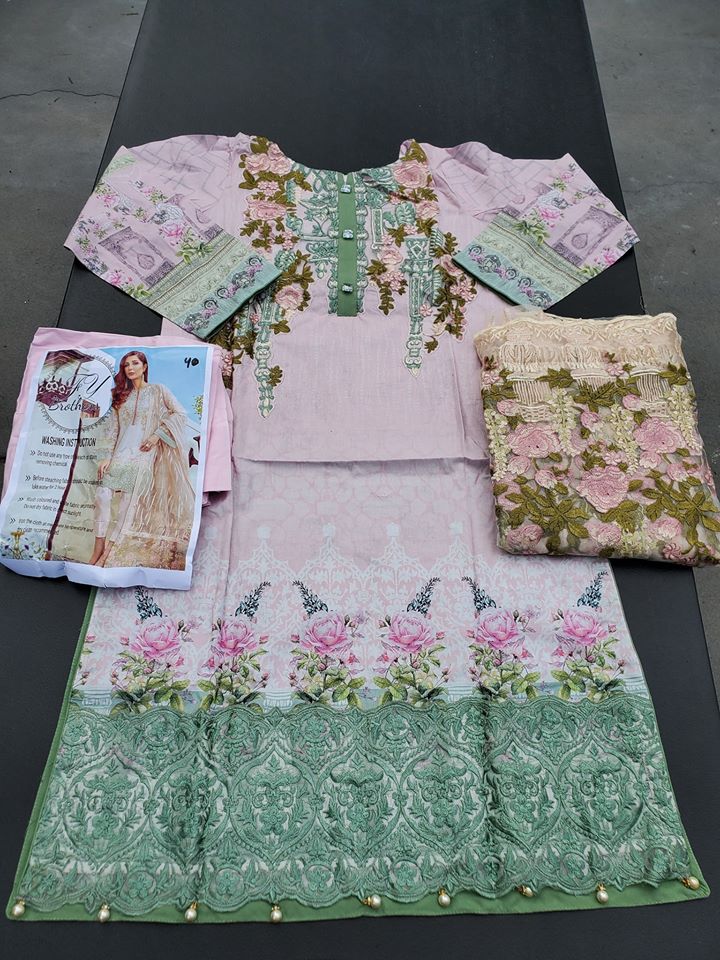 Pakistani Stitched Embroidery Lawn Suit Ready To Ship