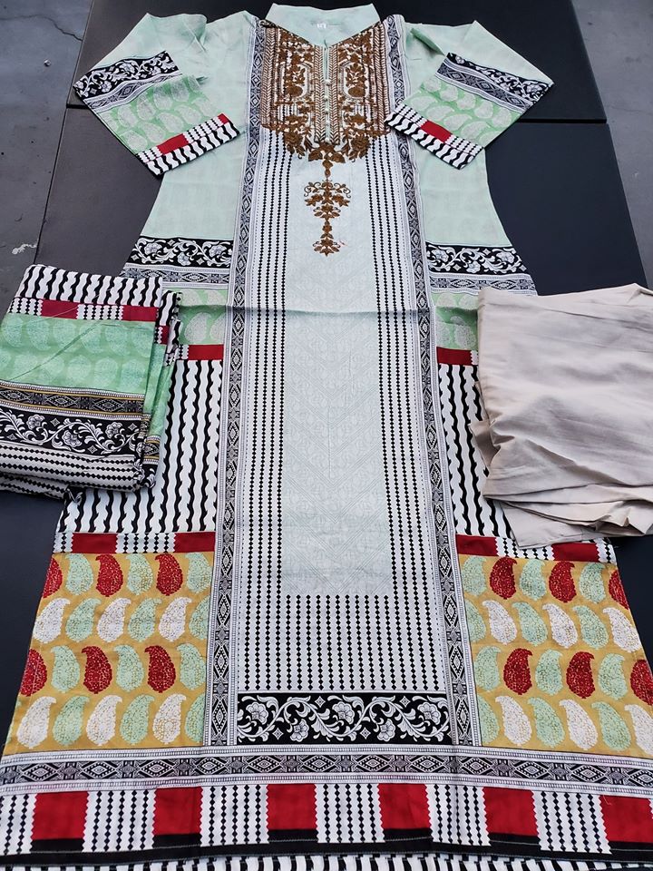 Pakistani Stitched Embroidery Lawn Suit Ready To Ship
