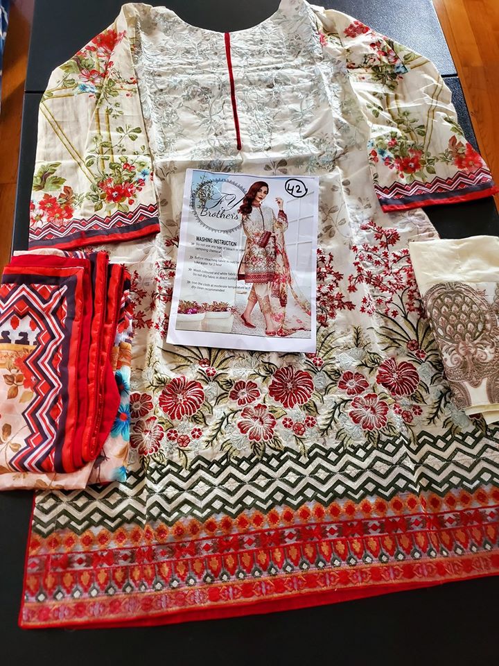 Pakistani Stitched Embroidery Lawn Suit Ready To Ship