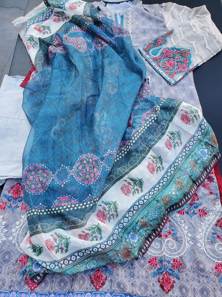 Pakistani Stitched Embroidery Lawn Suit Ready To Ship