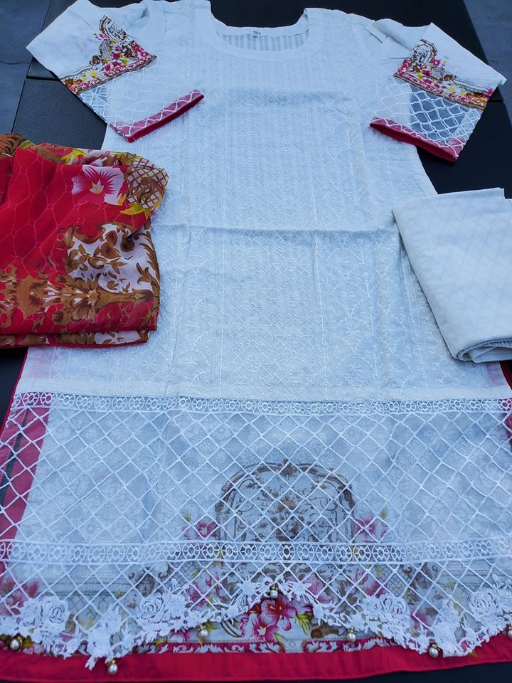 Pakistani Stitched Embroidery Lawn Suit Ready To Ship