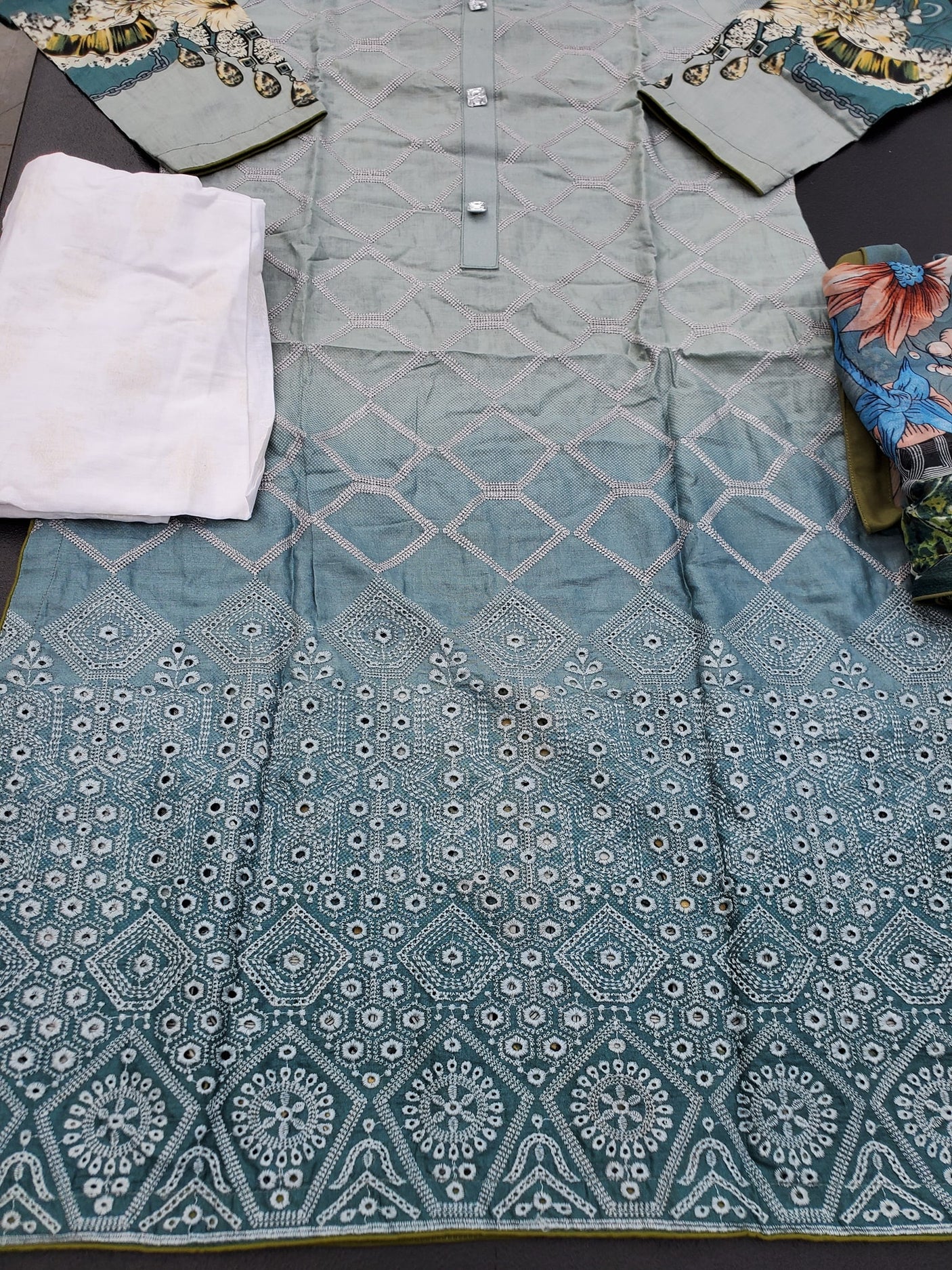 Pakistani Stitched Embroidery Lawn Suit Ready To Ship