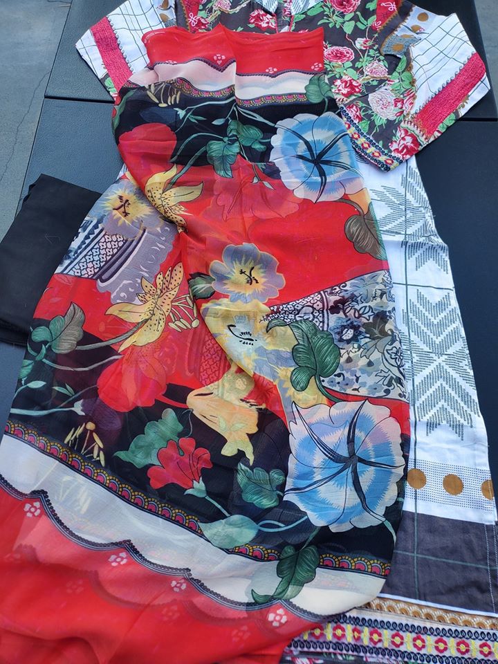 Indian Cotton Stitched Embroidered Suit Ready To Ship