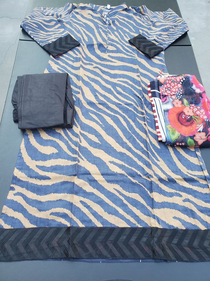 Indian Cotton Stitched Embroidered Suit Ready To Ship