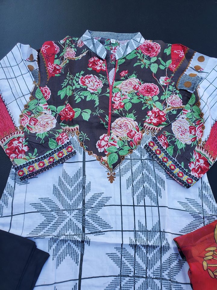 Indian Cotton Stitched Embroidered Suit Ready To Ship