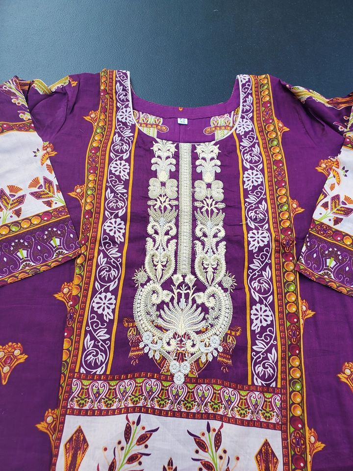 Indian Cotton Stitched Embroidered Suit Ready To Ship