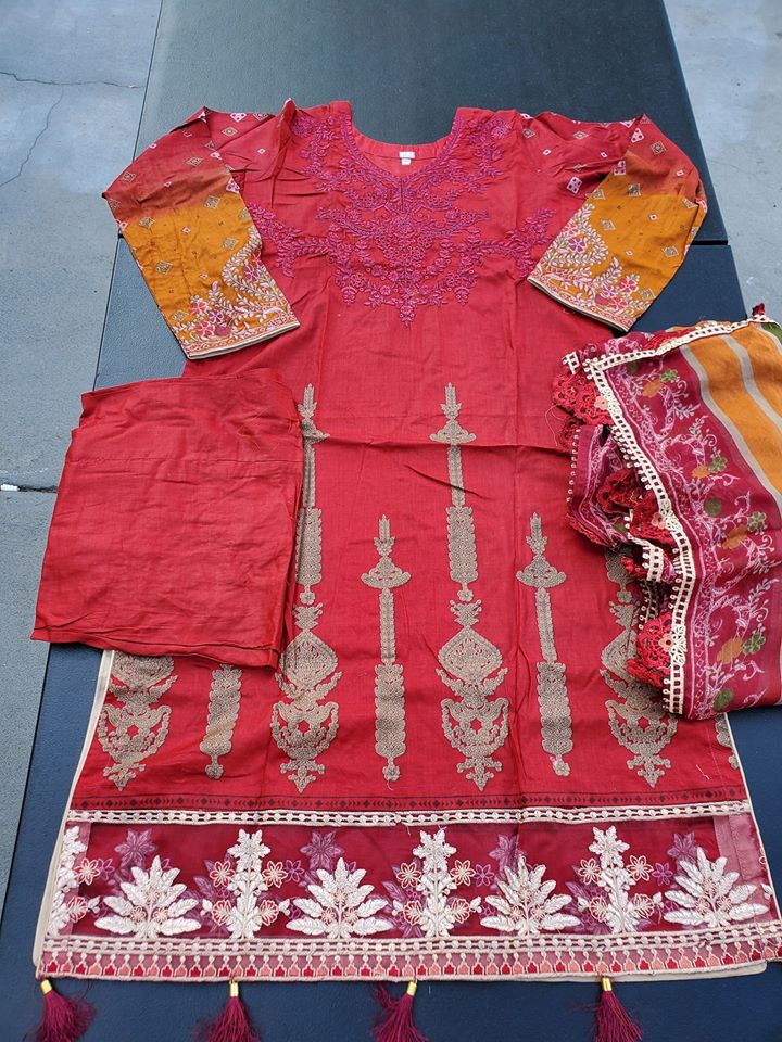 Pakistani Stitched Embroidery Lawn Suit Ready To Ship