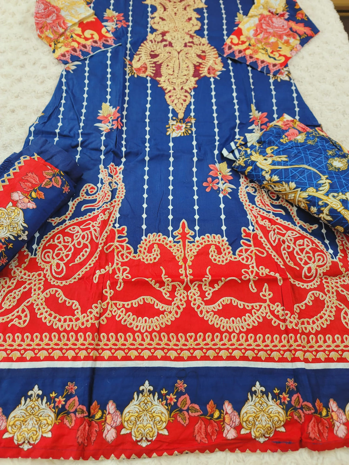 Indian Cotton Stitched Embroidery Suit Ready To Ship