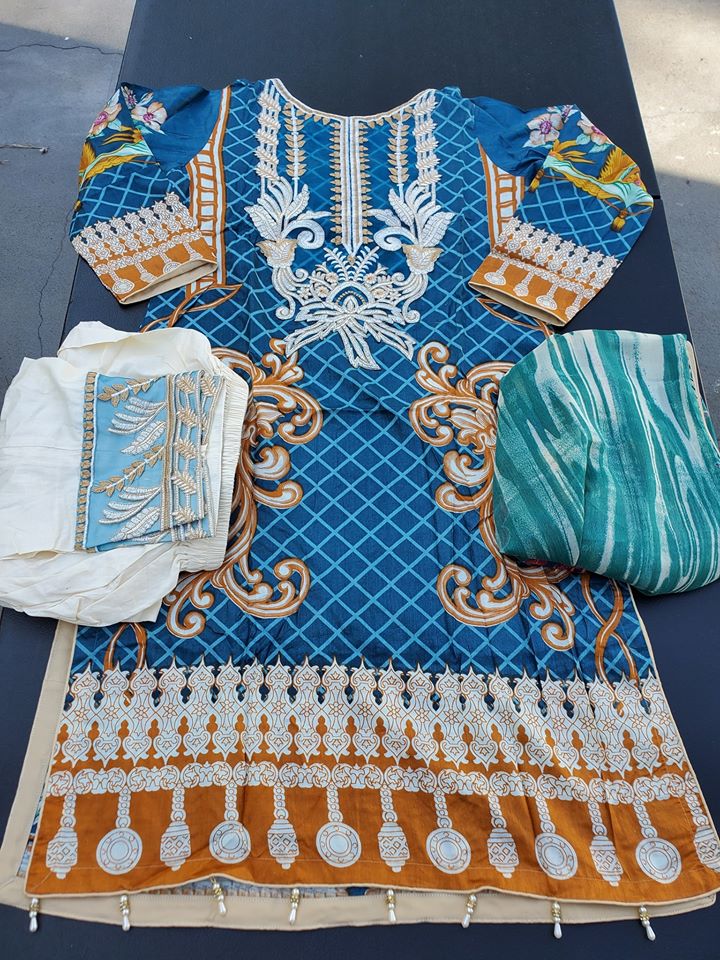 Pakistani Stitched Embroidery Lawn Suit Ready To Ship