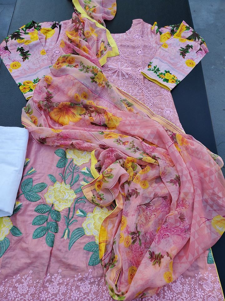 Pakistani Stitched Embroidery Lawn Suit Ready To Ship