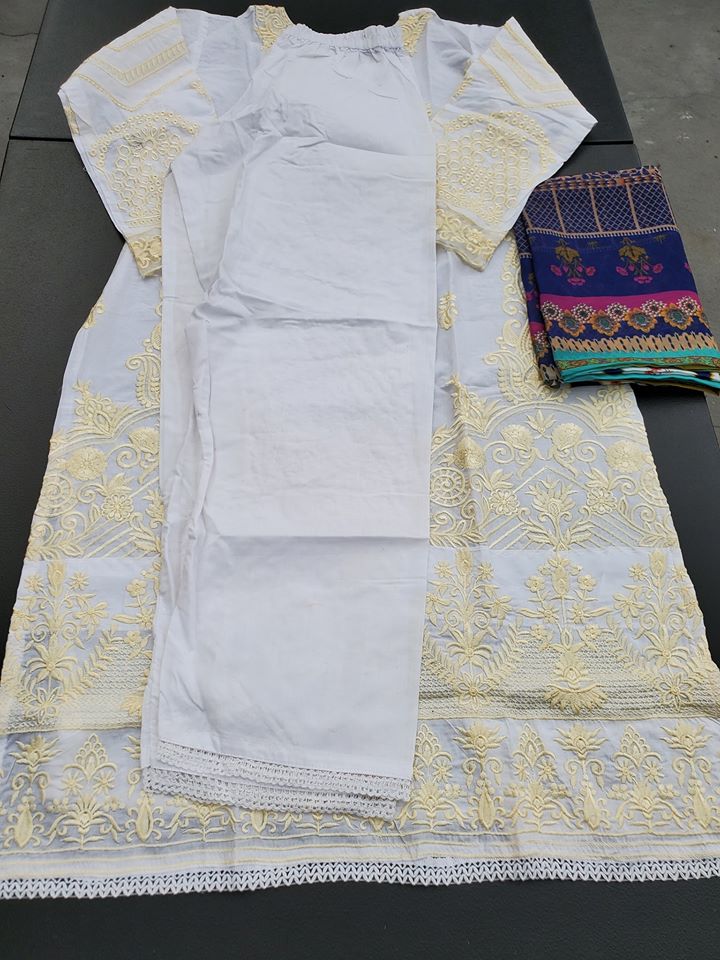 Indian Cotton Stitched Embroidery Suit Ready To Ship