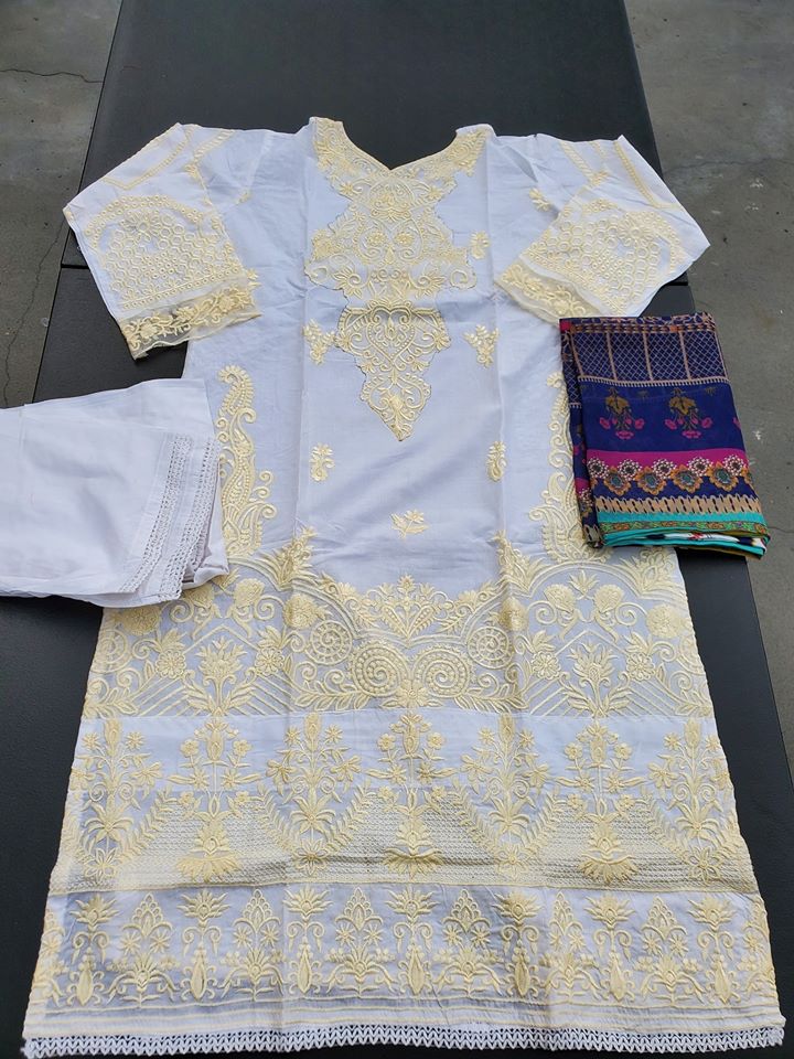Indian Cotton Stitched Embroidery Suit Ready To Ship