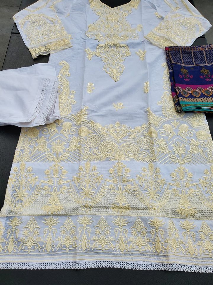 Indian Cotton Stitched Embroidery Suit Ready To Ship