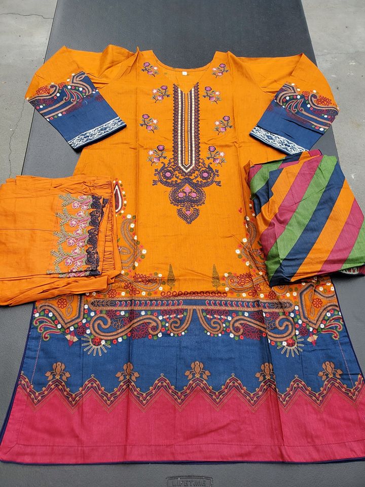 Pakistani Stitched Embroidery Lawn Suit Ready To Ship