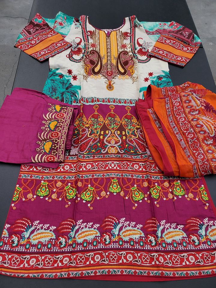 Pakistani Stitched Embroidery Lawn Suit Ready To Ship