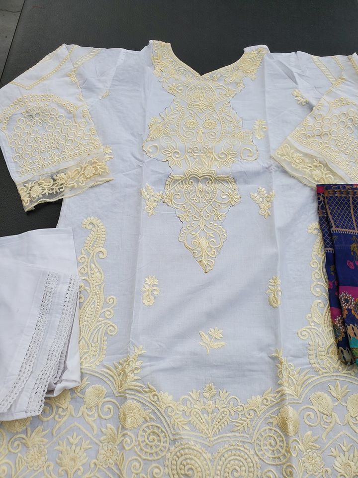 Indian Cotton Stitched Embroidery Suit Ready To Ship