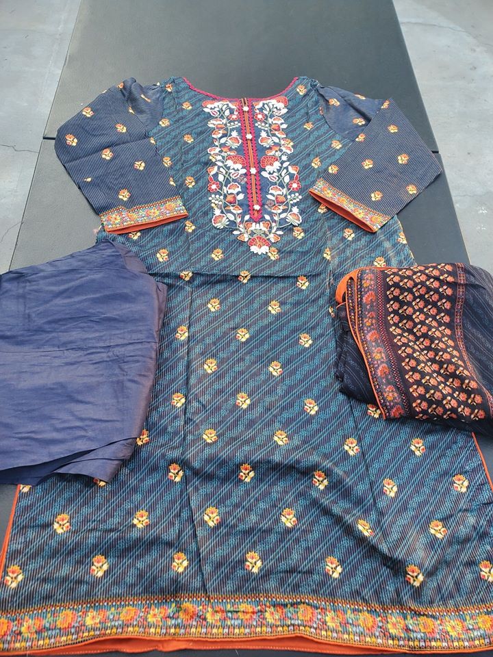 Pakistani Stitched Embroidery Lawn Suit Ready To Ship