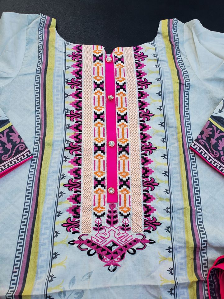Pakistani Stitched Embroidery Lawn Suit Ready To Ship
