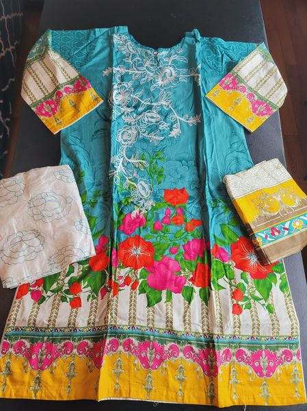 Pakistani Linen Embroidered Salwar kameez Ready To Ship