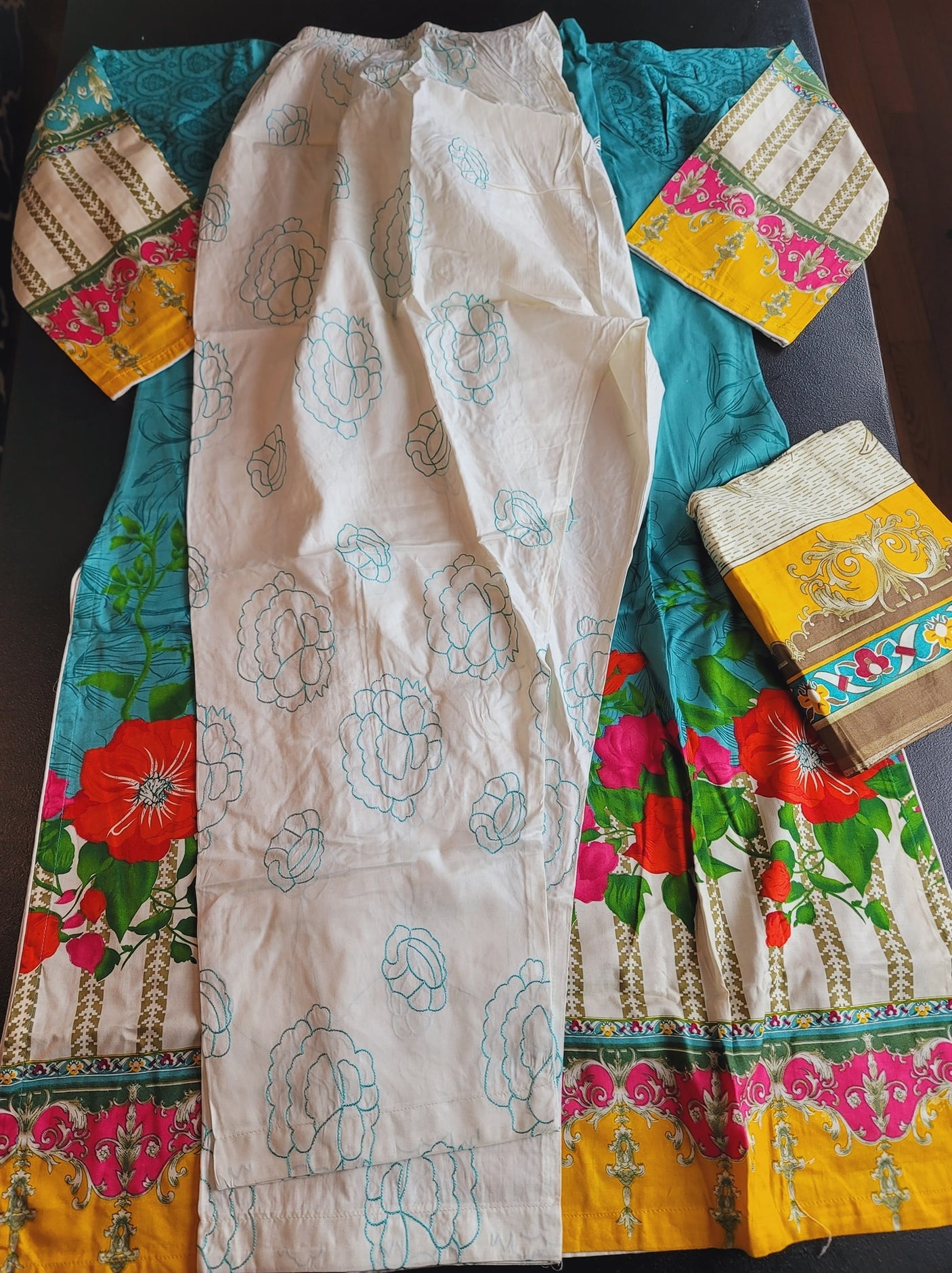 Pakistani Linen Embroidered Salwar kameez Ready To Ship