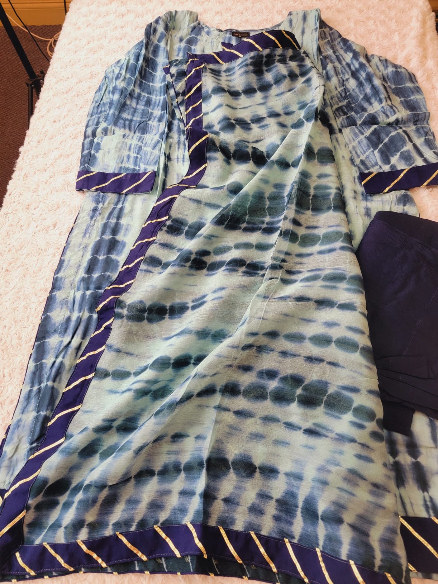 Pure silk tye dye designer salwer kamiz with pure chiffon dupatta