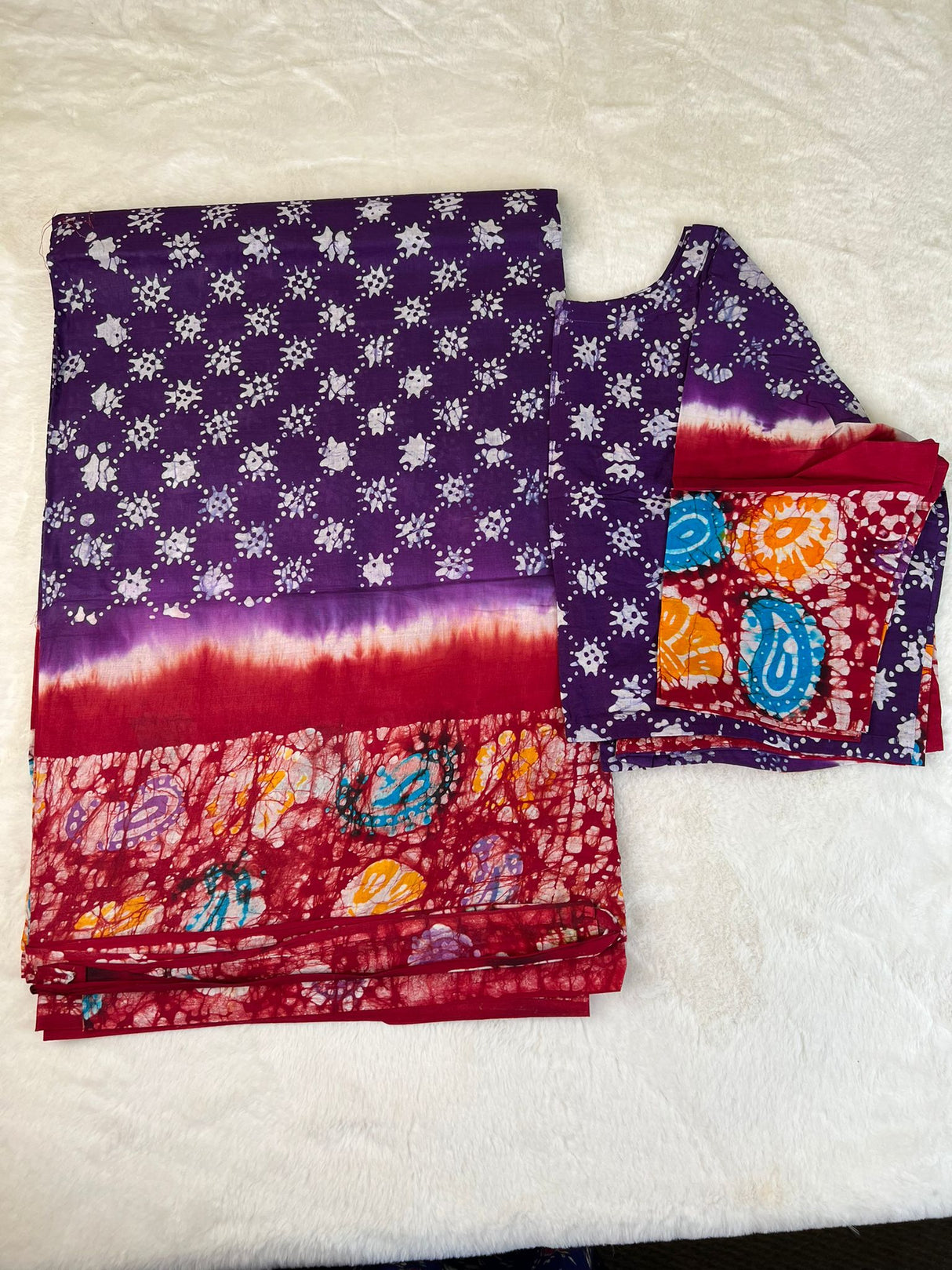 Cotton batik saree with stiched blouse