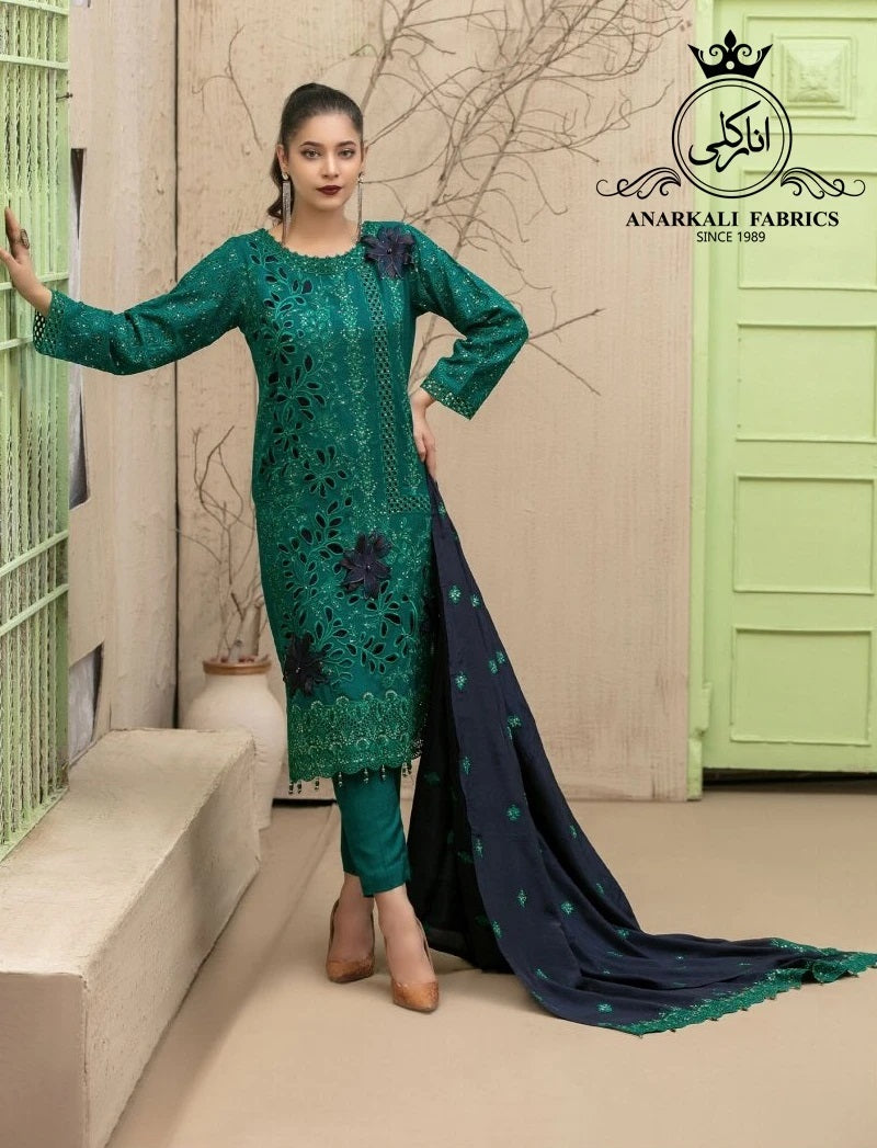 Mahsa Leather Peach By Tawakkal Chiffon Embroidered Collection 2021 -100% Original Guaranteed