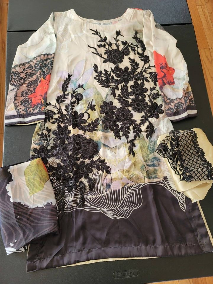 Pakistani Stitched Embroidery Silk Suit Ready To Ship