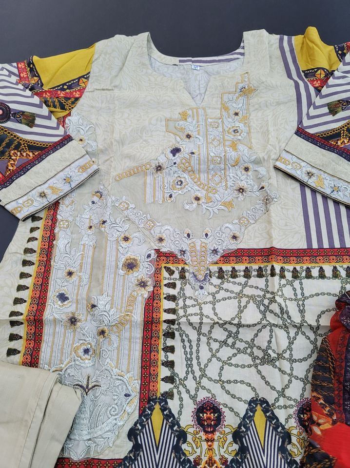 indian Stitched Embroidery Cotton Suit Ready To Ship
