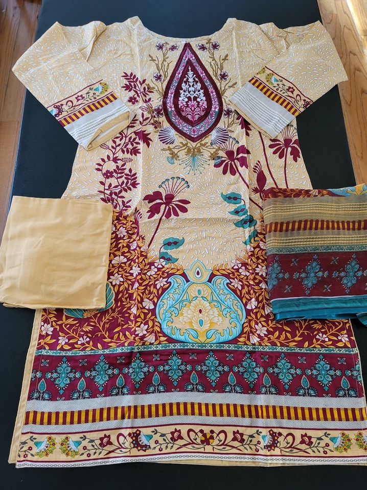 Pakistani linen Embroidered Salwar kameez Ready To Ship