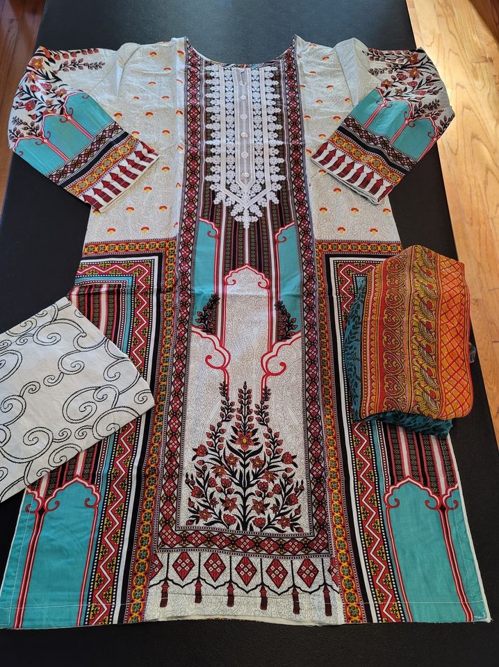 Pakistani linen Embroidered Salwar kameez Ready To Ship