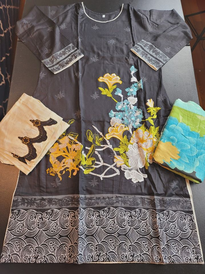 Pakistani linen Embroidered Salwar kameez Ready To Ship