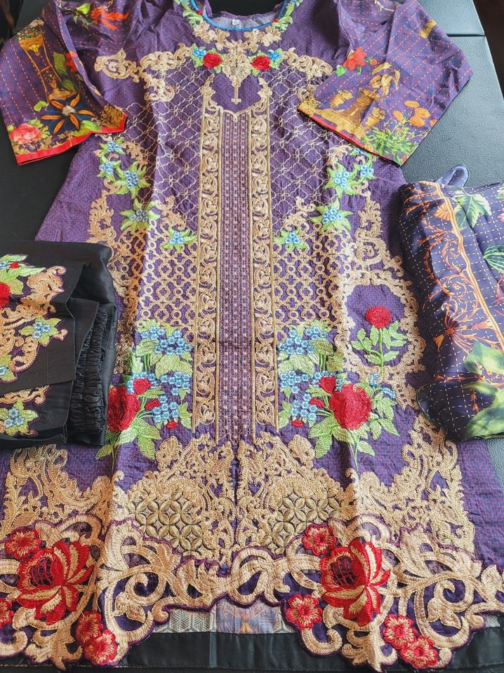 indian Stitched Embroidery Cotton Suit Ready To Ship