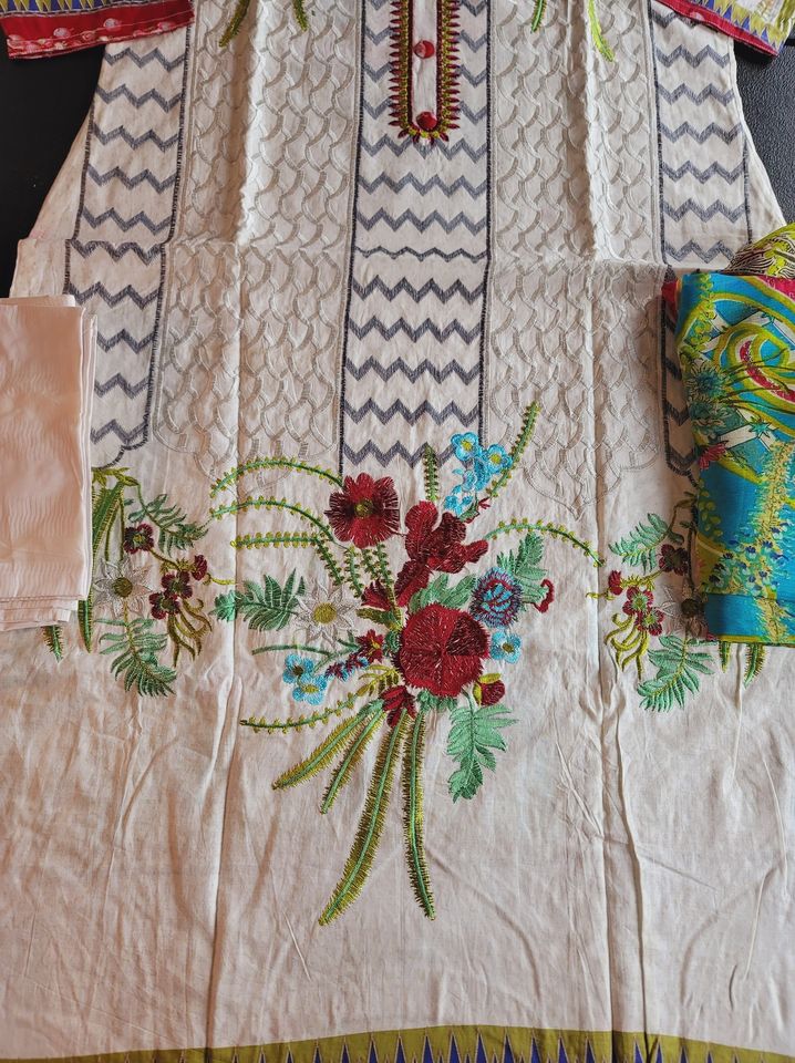 Indian Cotton Stitched Embroidery Suit Ready To Ship