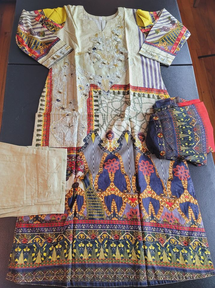 Indian Cotton Stitched Embroidery Suit Ready To Ship