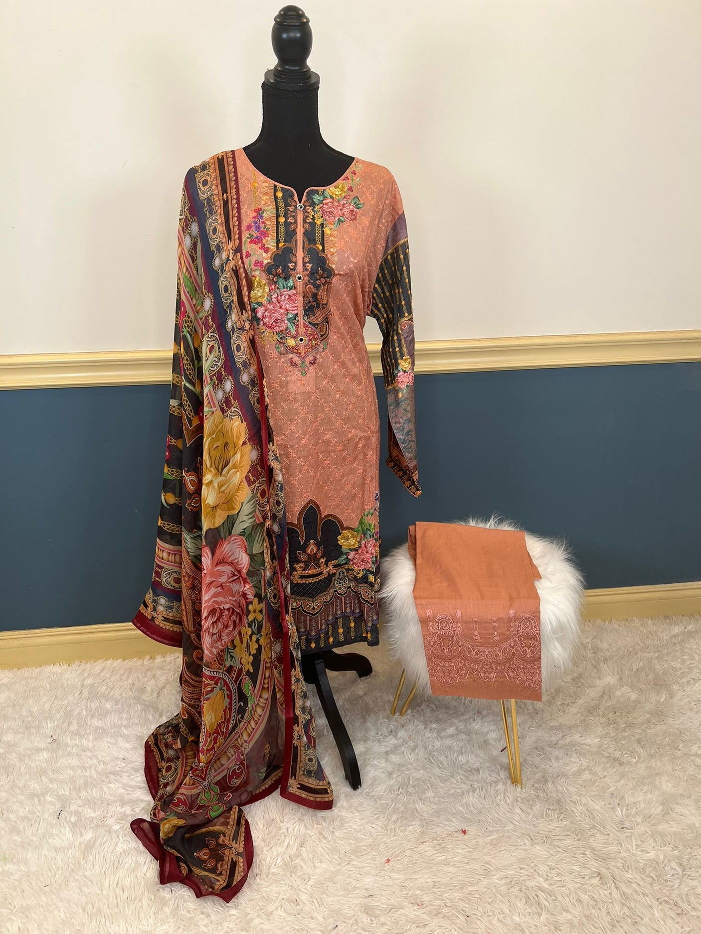 Pakistani Stitched Embroidery luxury lawn Dresses Ready To Ship
