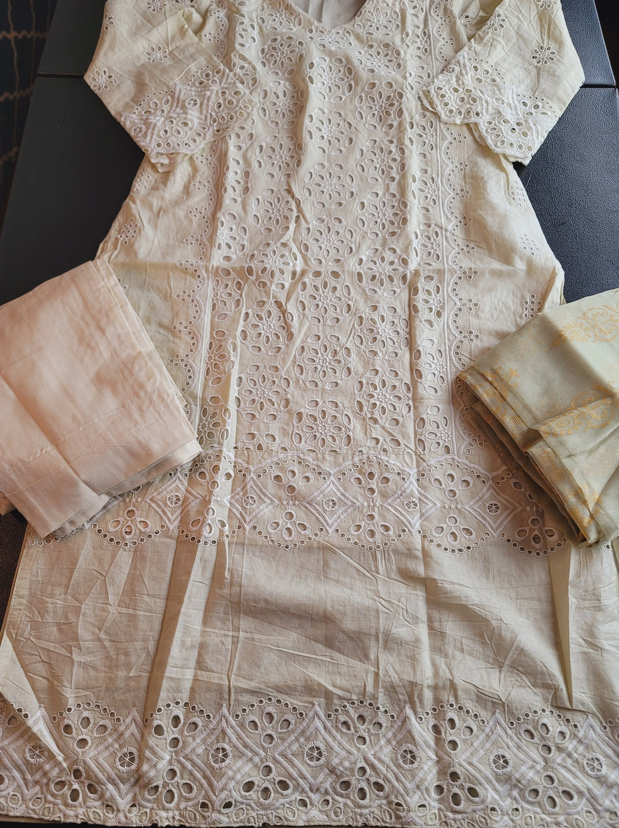 Indian Cotton Stitched Embroidery Suit Ready To Ship