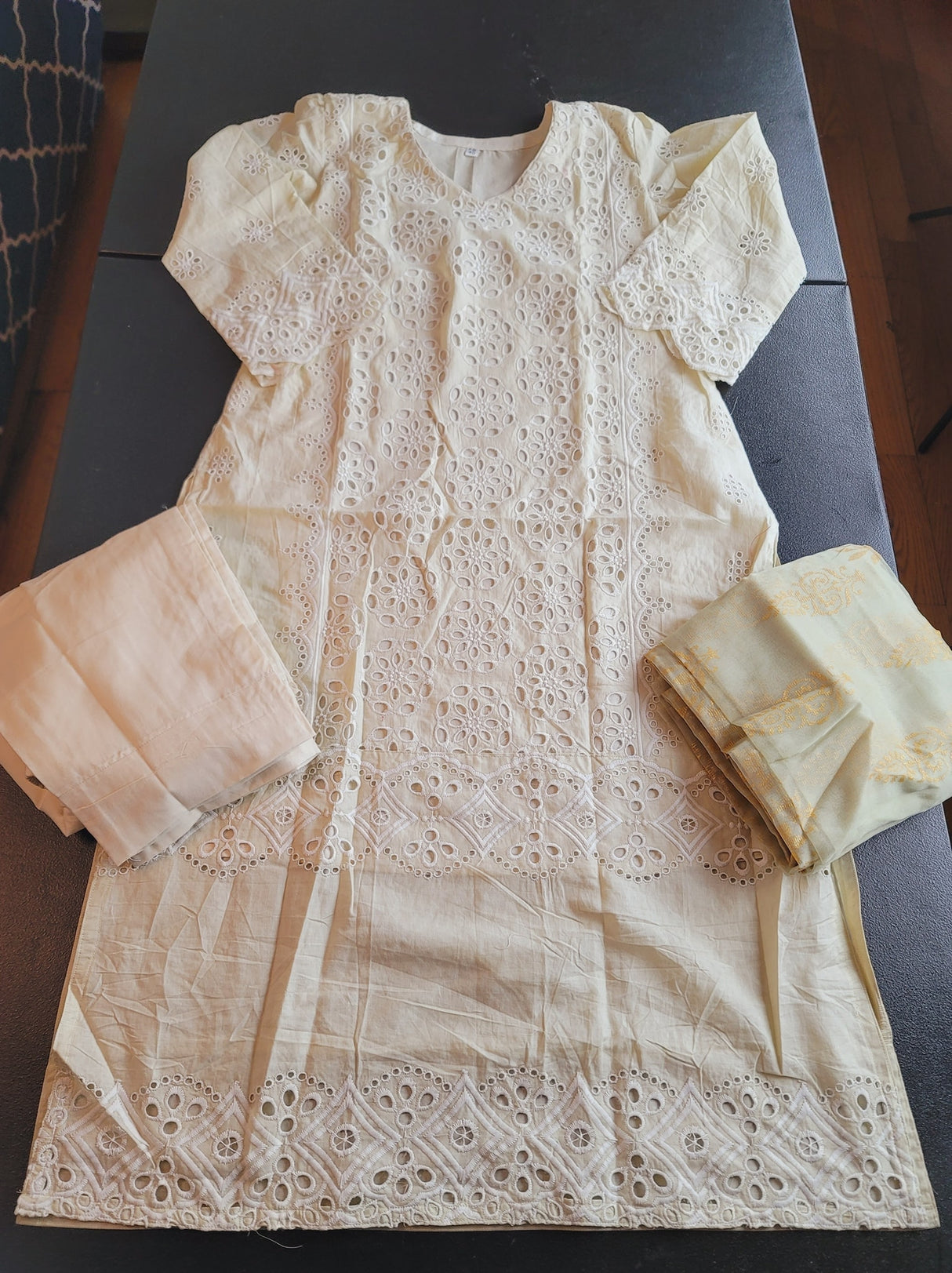 Indian Cotton Stitched Embroidery Suit Ready To Ship