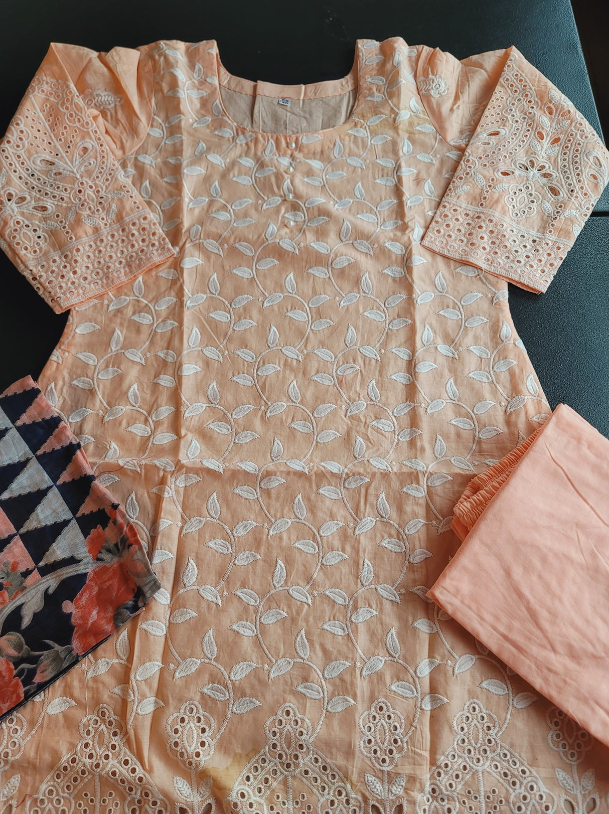 Indian Cotton Stitched Embroidery Suit Ready To Ship