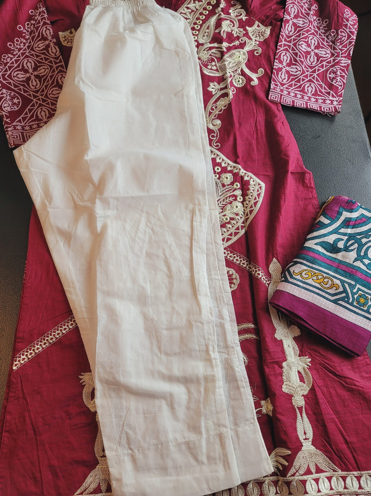 Indian Cotton Stitched Embroidery Suit Ready To Ship