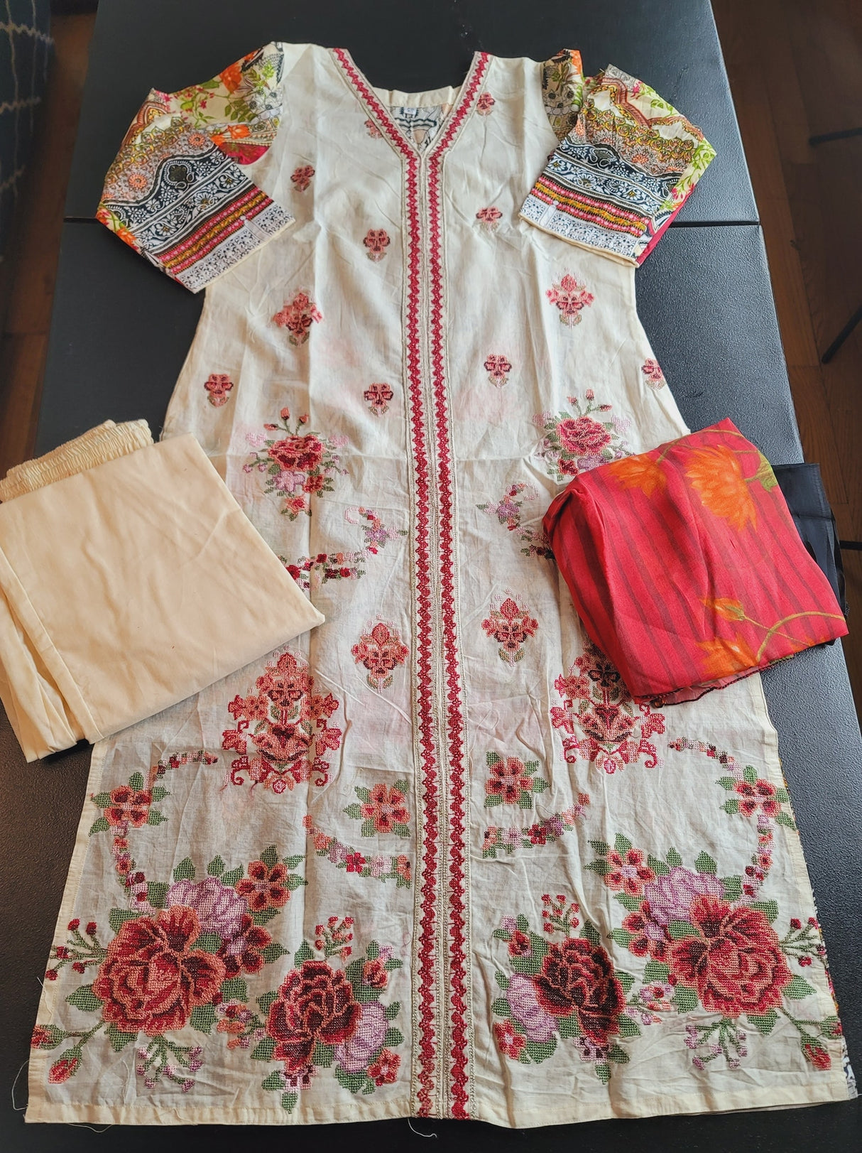 Indian Cotton Stitched Embroidery Suit Ready To Ship