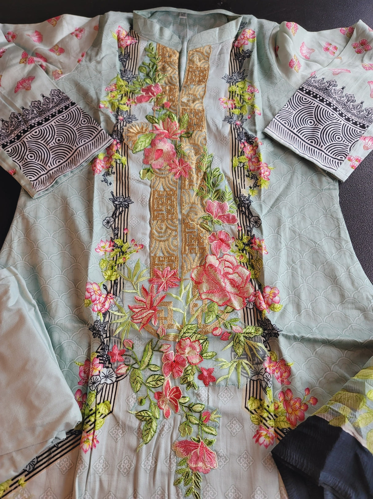 Indian Cotton Stitched Embroidery Suit Ready To Ship