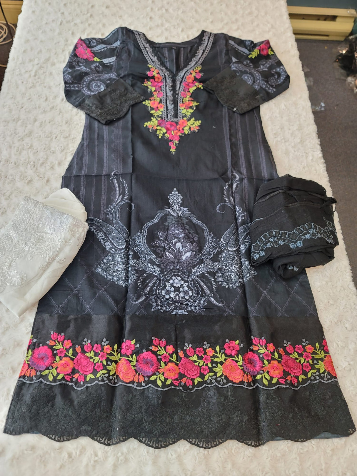 Indian Cotton Stitched Embroidery Suit Ready To Ship